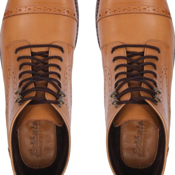 Lethato Men's Classic Handcrafted Leather Toe Cap Boots - Picture 6 of 7